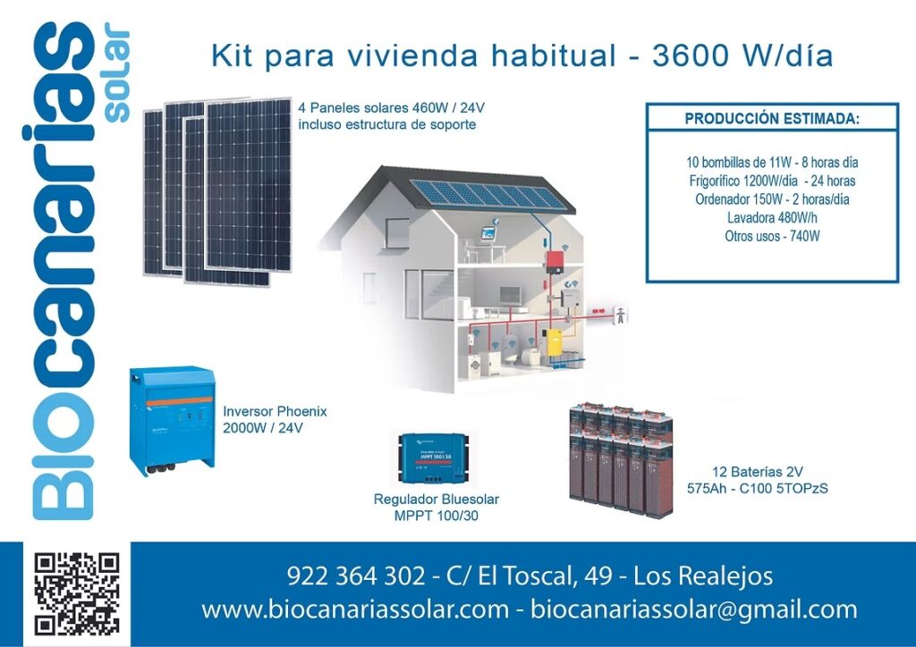Kit fotovoltaico aislado con baterías AGM (1)