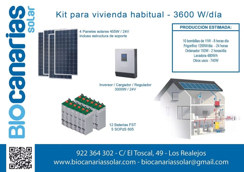 Kit fotovoltaico aislado con baterías AGM (2)