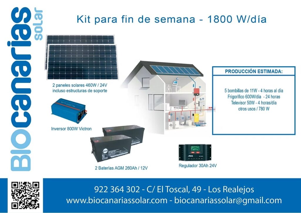 Kit fotovoltaico aislado con baterías AGM (4)