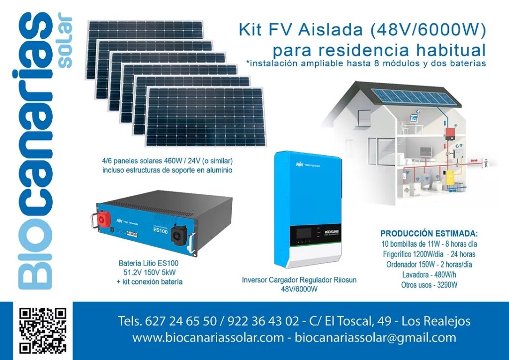 Kit fotovoltaico aislado con baterías de litio (1)