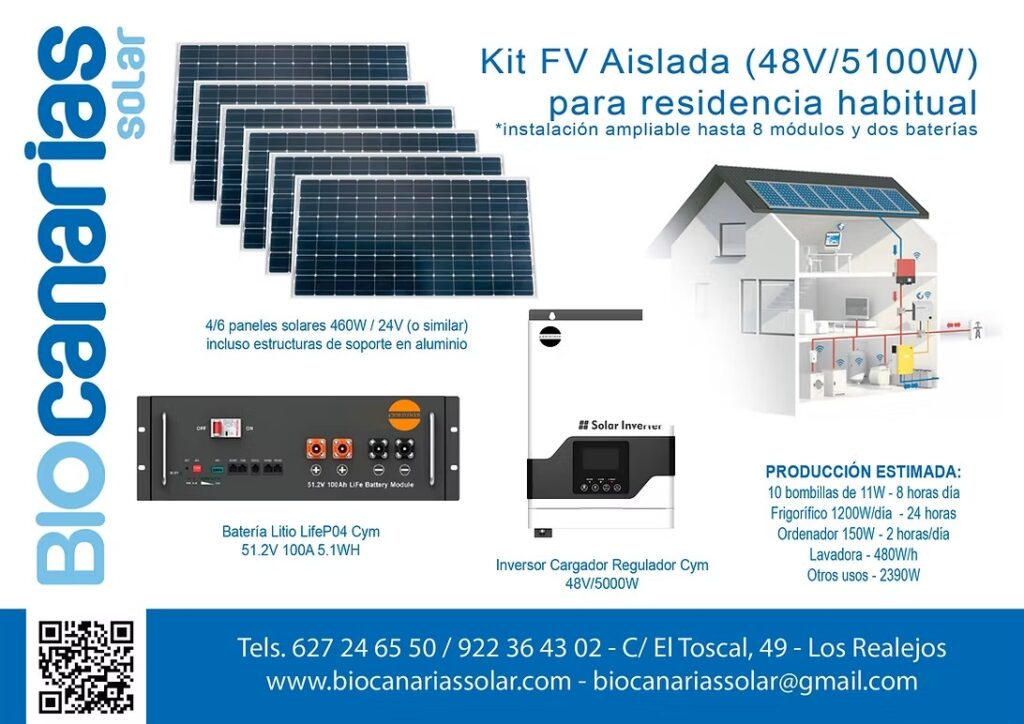 Kit fotovoltaico aislado con baterías de litio (2)