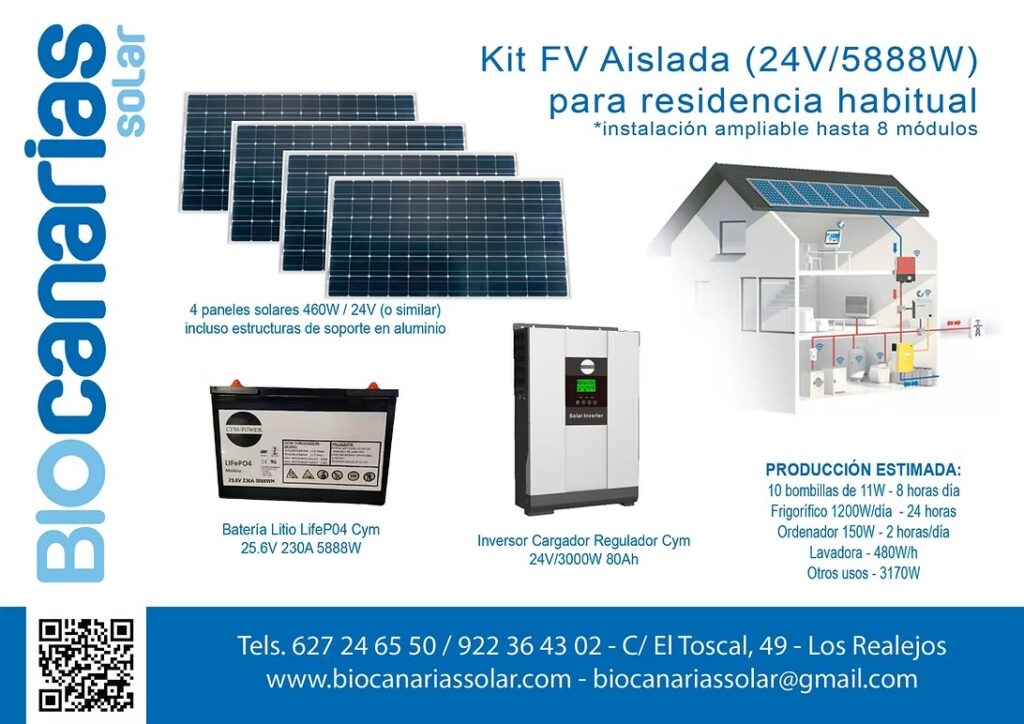 Kit fotovoltaico aislado con baterías de litio (4)